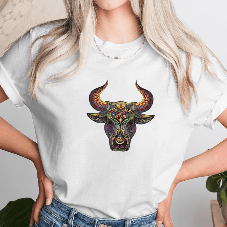 Mosaic Bull Artistic Cow Artist Painting Tee Unisex T-Shirt Gifts for Her