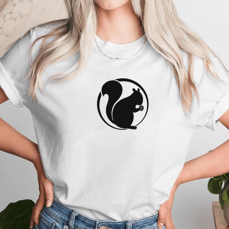 Official Optimistic Squirrel Slim Tee Black Logo Icon Unisex T-Shirt Gifts for Her