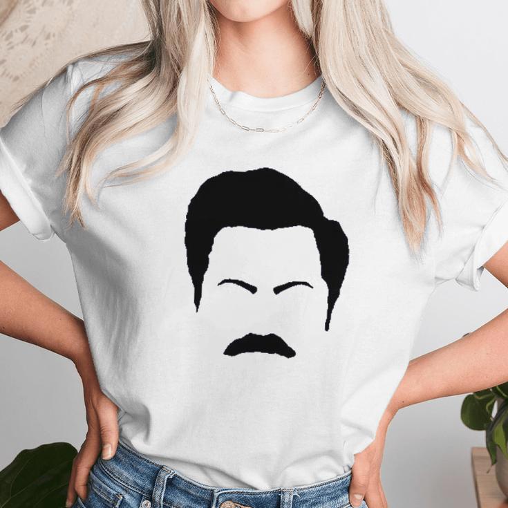 Parks And Rec Fans Ron Swanson Mustache Face Silhouette Unisex T-Shirt Gifts for Her