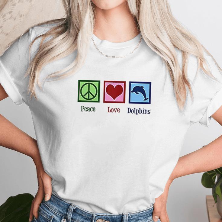 Peace Love Dolphins Unisex T-Shirt Gifts for Her