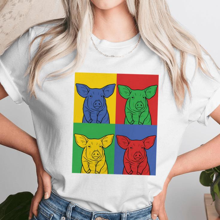 Pig Pop Art Retro Piggy Tee Unisex T-Shirt Gifts for Her