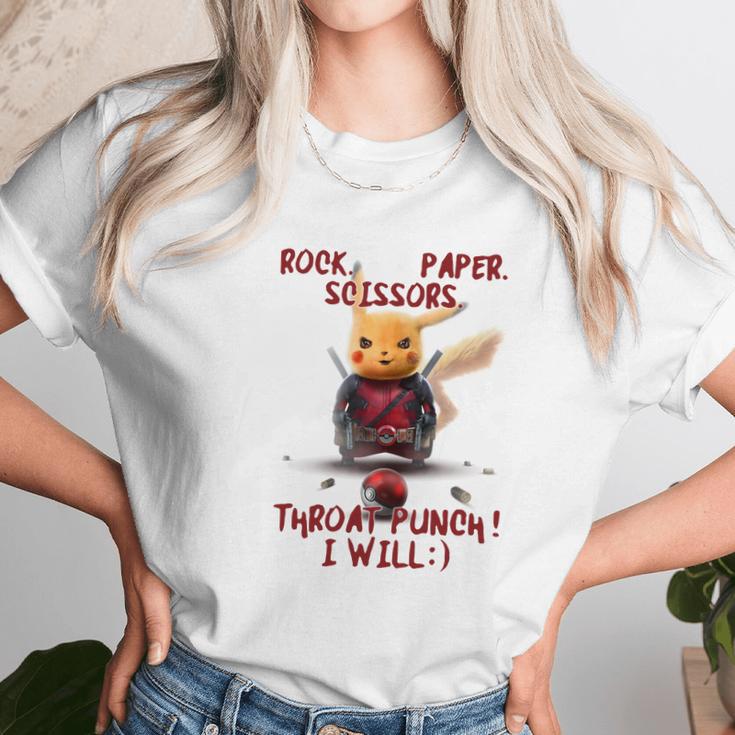 Pikachu Rock Paper Scissors Throat Punch I Will Unisex T-Shirt Gifts for Her