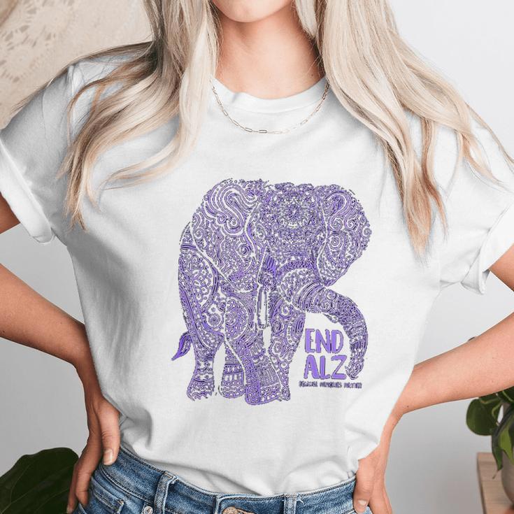 Purple Elephant Alzheimer Awareness Unisex T-Shirt Gifts for Her