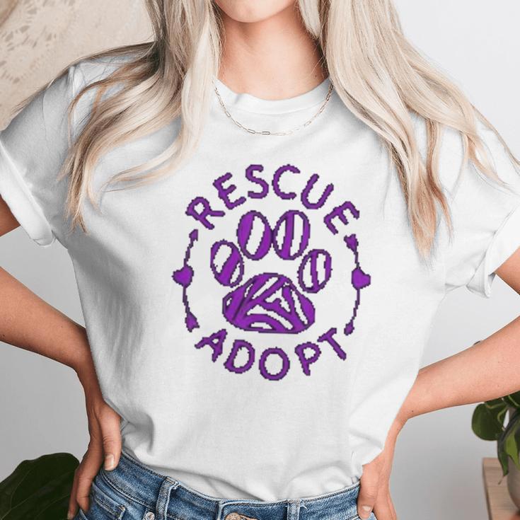 Rescue Adopt Animal Lover Love Cats Dogs Paws Print Lover Unisex T-Shirt Gifts for Her