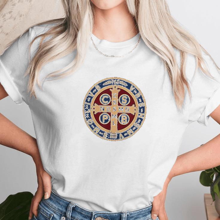 The Saint Benedict Medal Catholic Unisex T-Shirt Gifts for Her