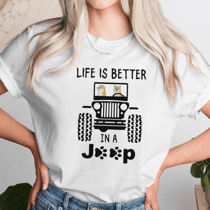 Shiba Inu Life Is Better In A Jeep Unisex T-Shirt Gifts for Her