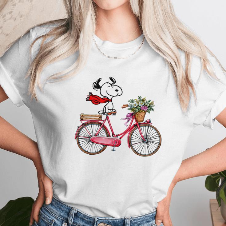 Snoopy And Bicycle Shirt Unisex T-Shirt Gifts for Her