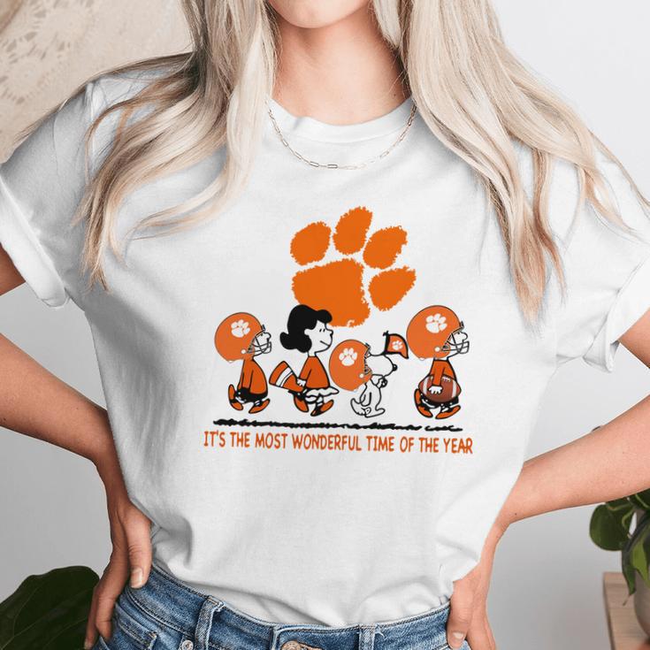 Snoopy And Friends Clemson Tigers Its The Most Wonderful Time Of The Year Shirt Mf Unisex T-Shirt Gifts for Her