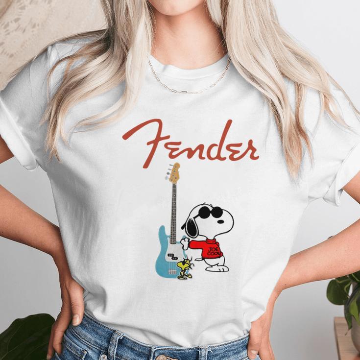 Snoopy Guitar Player Fender Unisex T-Shirt Gifts for Her