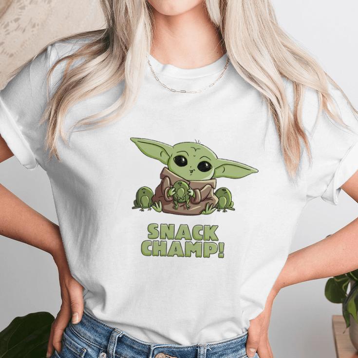 Star Wars The Mandalorian The Child Snack Champ Unisex T-Shirt Gifts for Her