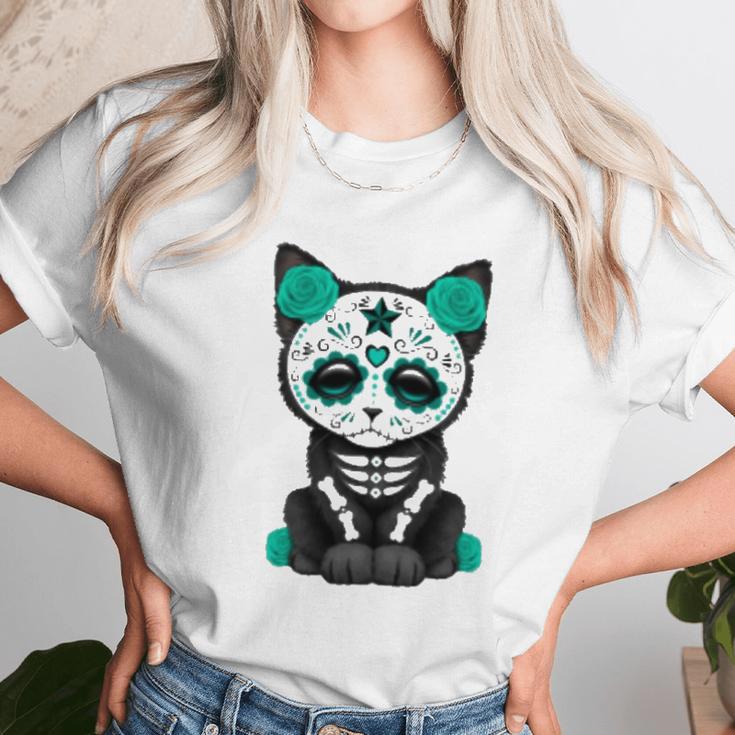 Sugar Skull Cat Day Of The Dead Cat Unisex T-Shirt Gifts for Her