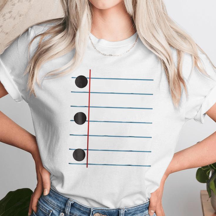 Three Hole Punch College Ruled Paper Costume Unisex T-Shirt Gifts for Her