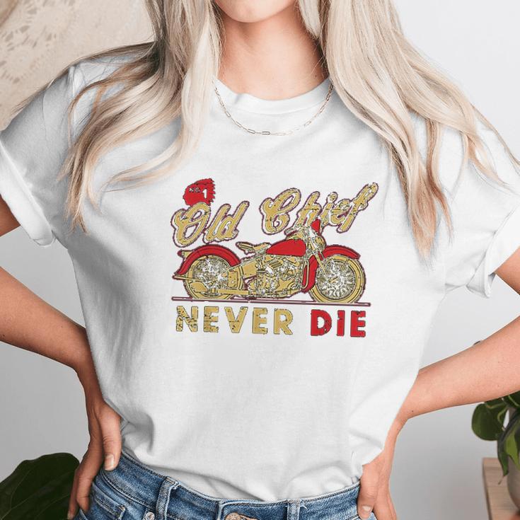 Vintage Motorcycle Native Chief Motorcycle Bikers Gift Unisex T-Shirt Gifts for Her