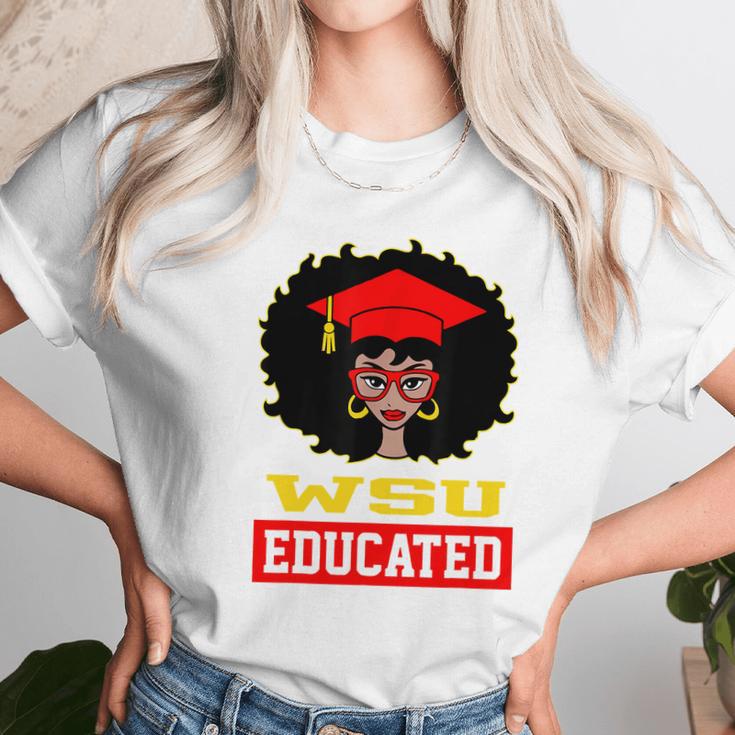 Wsu Educated Black Girl Graduate University Black History Month Proud Black Gift Unisex T-Shirt Gifts for Her