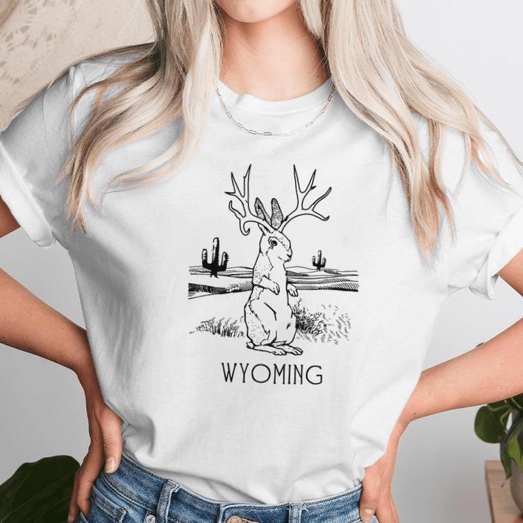 Wyoming Jackalope Tee Fun Jackrabbit Bunny Unisex T-Shirt Gifts for Her