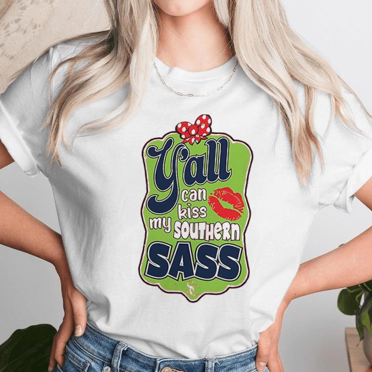 Yall Can Kiss My Southern Sass Southern Charm Collection On A Coral Unisex T-Shirt Gifts for Her