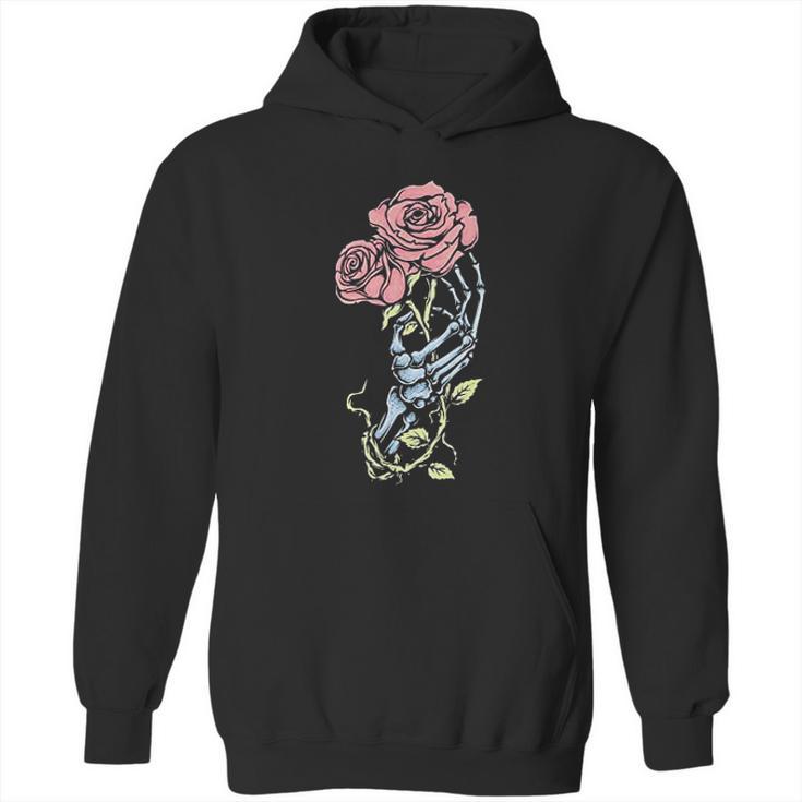 Aesthetic Skeleton Hand  Rose Pastel Goth Dark Gothic Hoodie