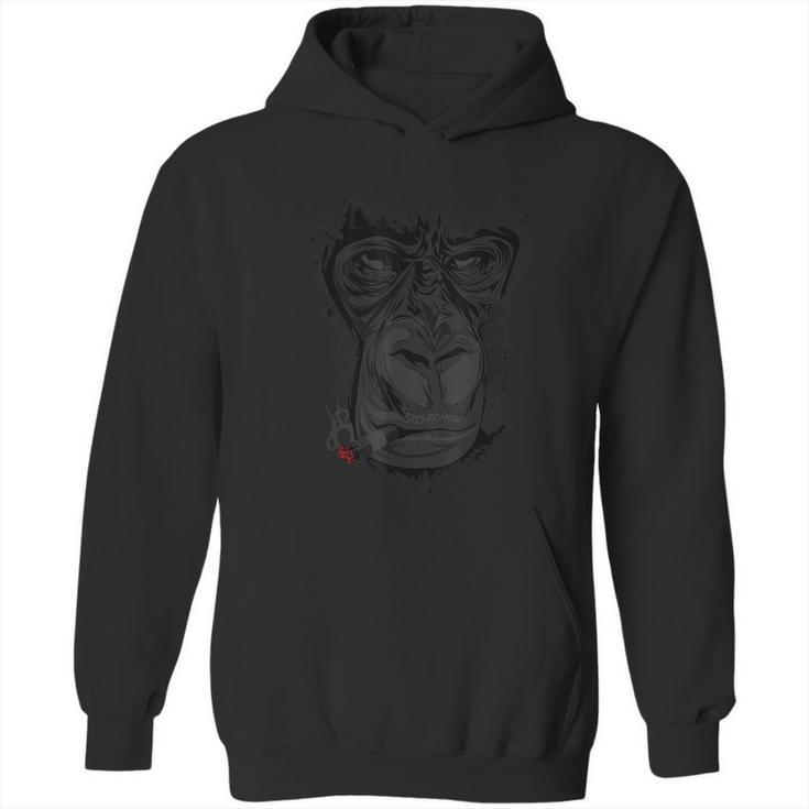 Angry Gorilla Graphic Ape Cigar Smoking Monkey Hoodie