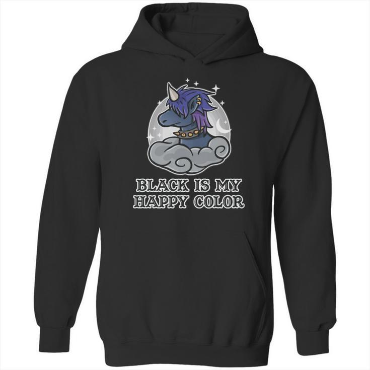 Black Is My Happy Color Kawaii Pastel Goth Gothic Unicorn Hoodie