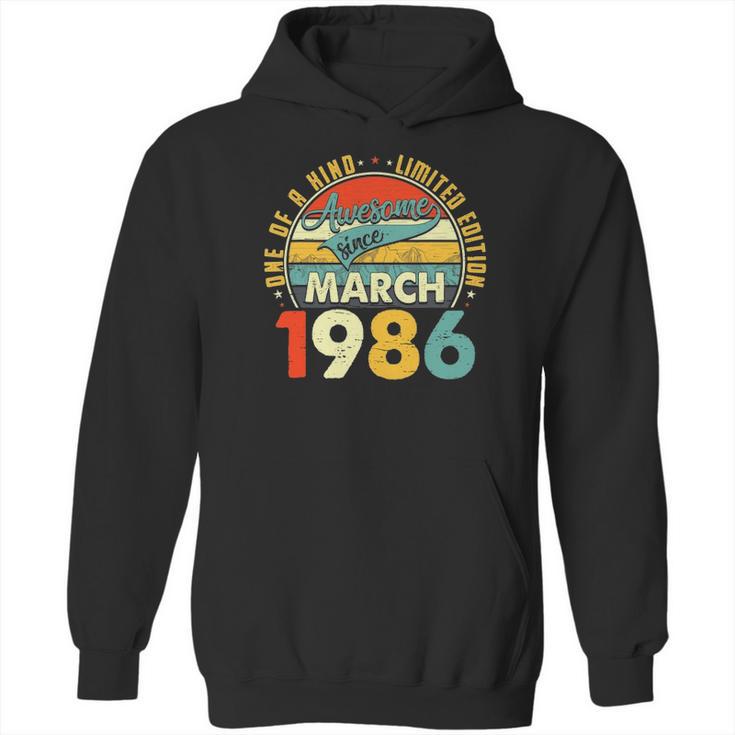 Born In March 1986 36Th Birthday Gift Retro 36 Years Old Hoodie