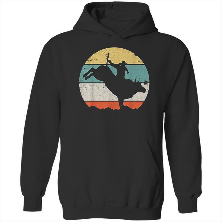 Bull Riding Rodeo Cowboy Western Country Retro Vintage Design Hoodie