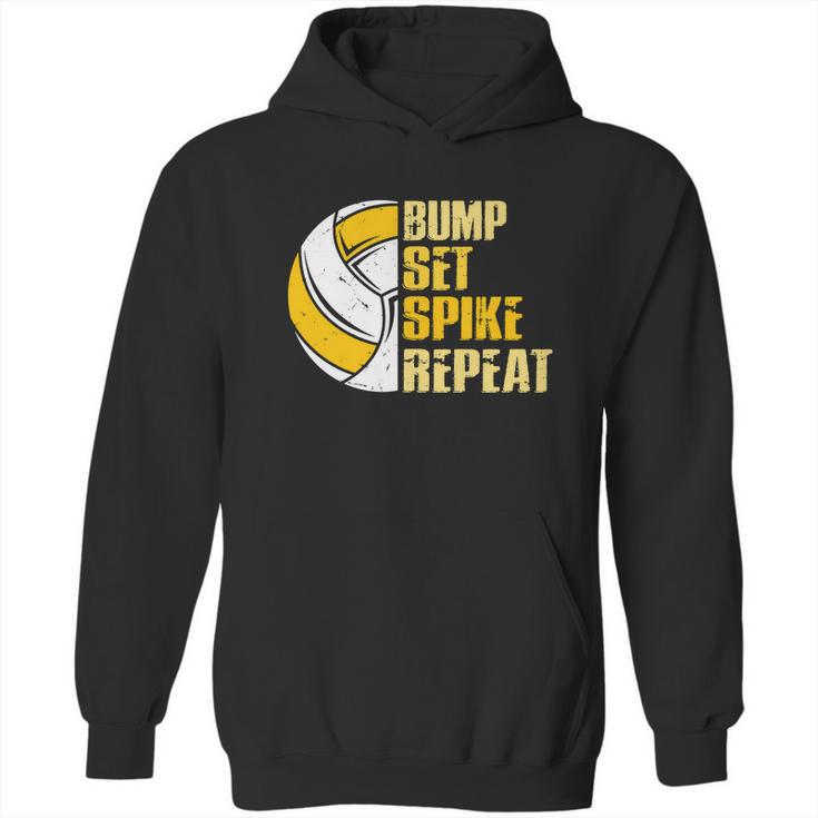 Bump Set Spike Repeat Volleyball Funny Graphic Design Printed Casual Daily Basic Hoodie