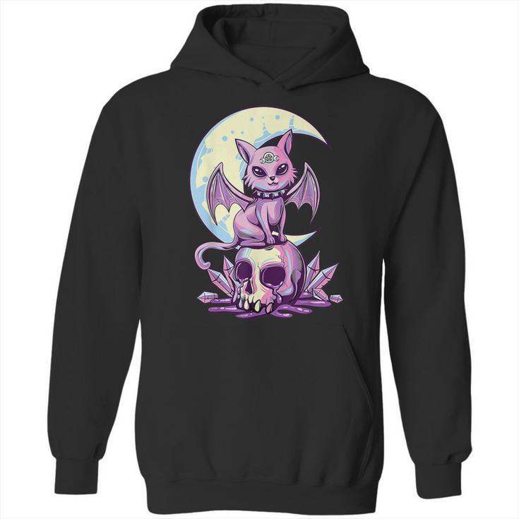 Cat Pastel Goth Moon Kawaii Halloween Skull Purple Witch Hoodie