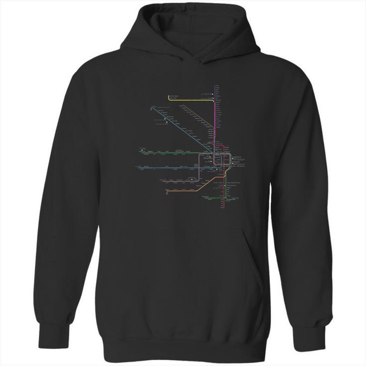 Chicago Map Cta Elevated L Train Metro Transit Hoodie