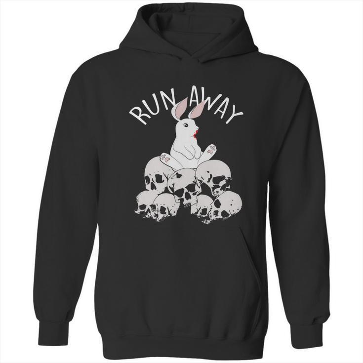 Cute Halloween Funny Halloween Day Run Away Bloody Bunny Skeleton Hoodie