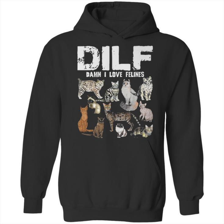 Dilf Damn I Love Felines Cat Lover Hoodie