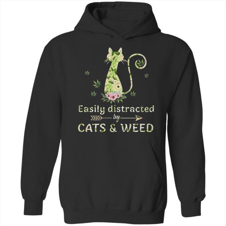 Easily Distracted By Cats And Weed Hoodie