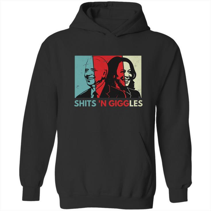 Funny Anti Biden Harris Shits N Giggles Political Gift Graphic Design Printed Casual Daily Basic Hoodie
