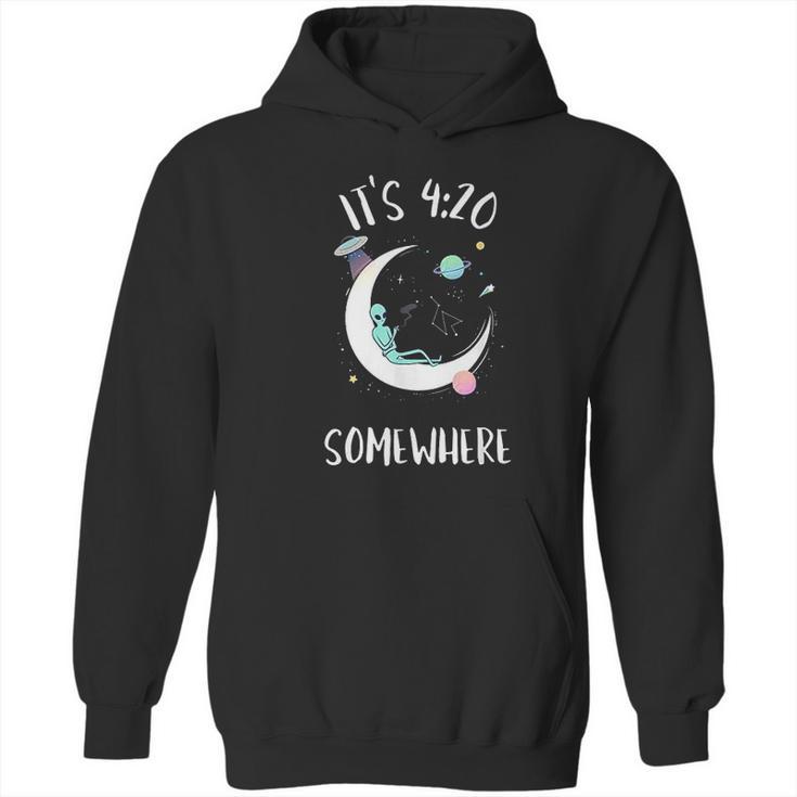 Funny Joint Smoking Moon Alien It Is 4 20 Somewhere Hoodie