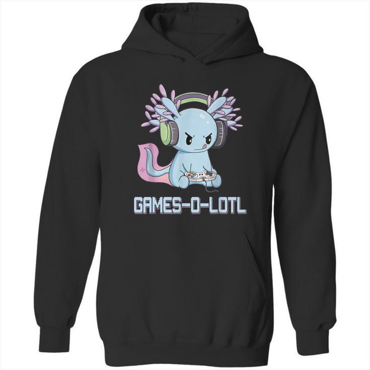 Gamesolotl Axolotl Video Gamer Kawaii Pastel Goth Anime Graphic Design Printed Casual Daily Basic Hoodie