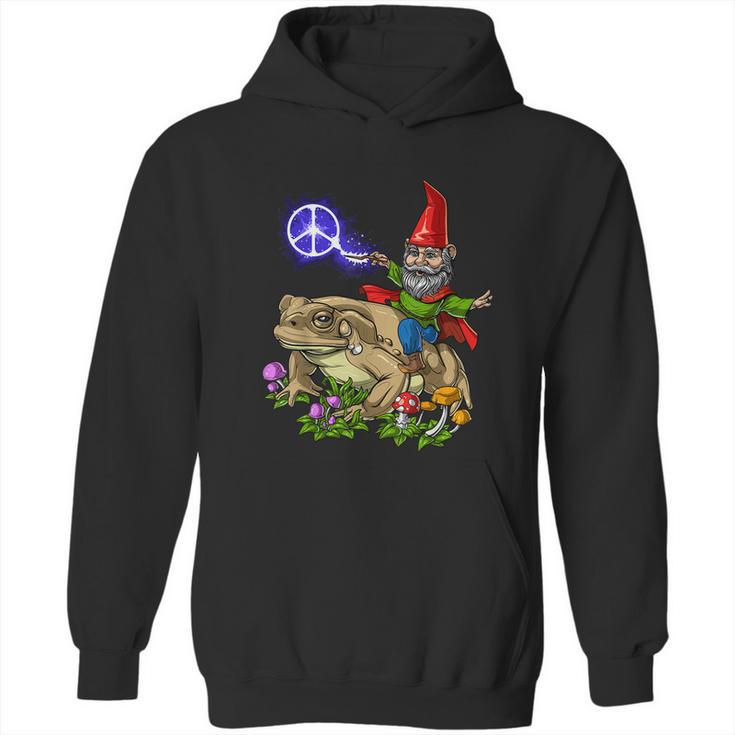 Gnome Riding Frog Hippie Peace Fantasy Psychedelic Forest Hoodie