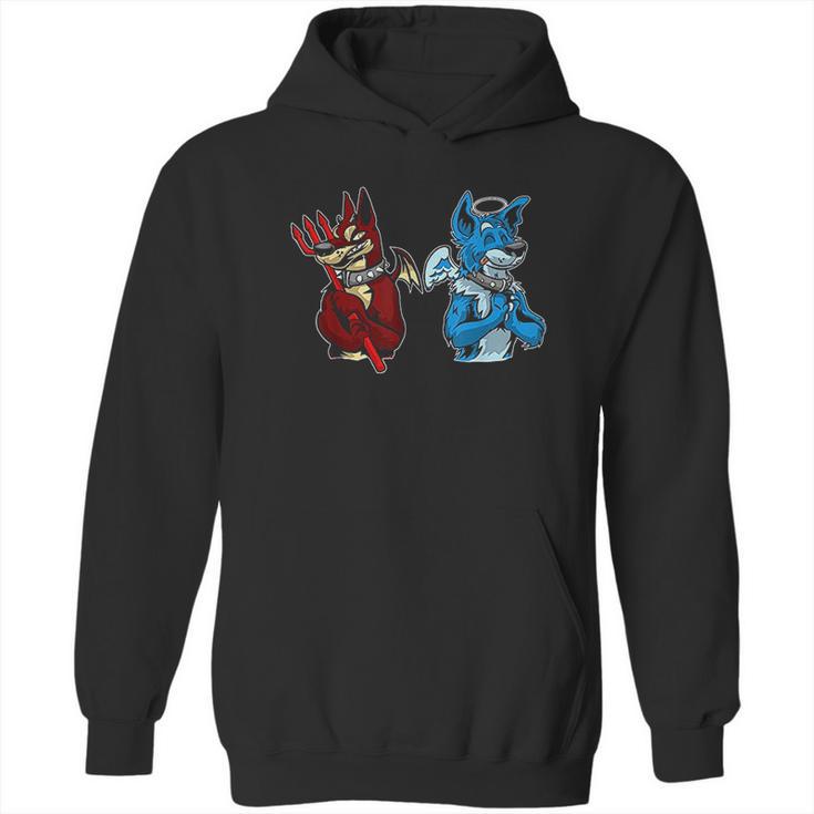 Good Vs Evil Doberman Pinscher Wolf Dog Furry Hoodie