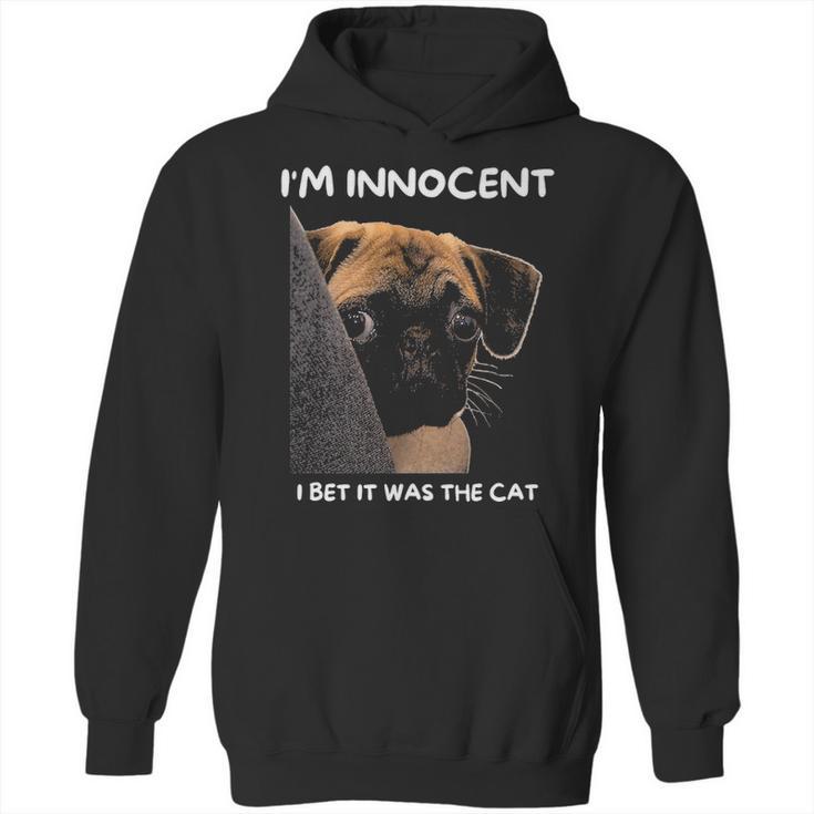 Im Innocent I Bet It Was The Cat Funny Guilty Cute Pug Hoodie