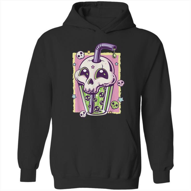 Kawaii Pastel Goth Creepy Skull Boba Bubble Tea Vaporwave Hoodie