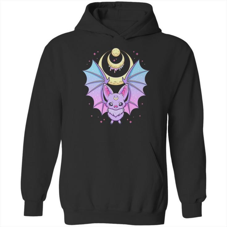 Kawaii Pastel Goth Cute Creepy Crescent Moon Bat Hoodie