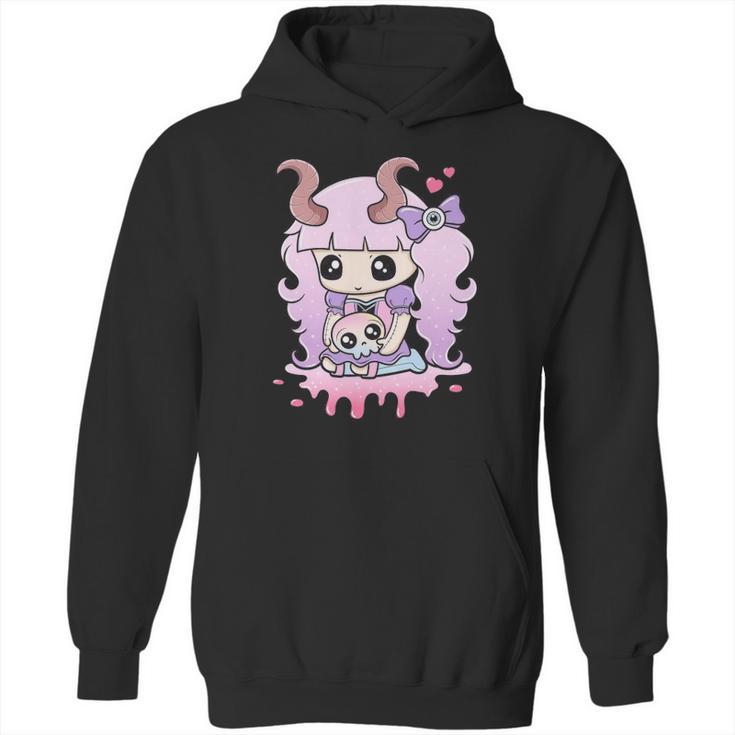 Kawaii Pastel Goth Cute Creepy Girl Anime Skull Hoodie