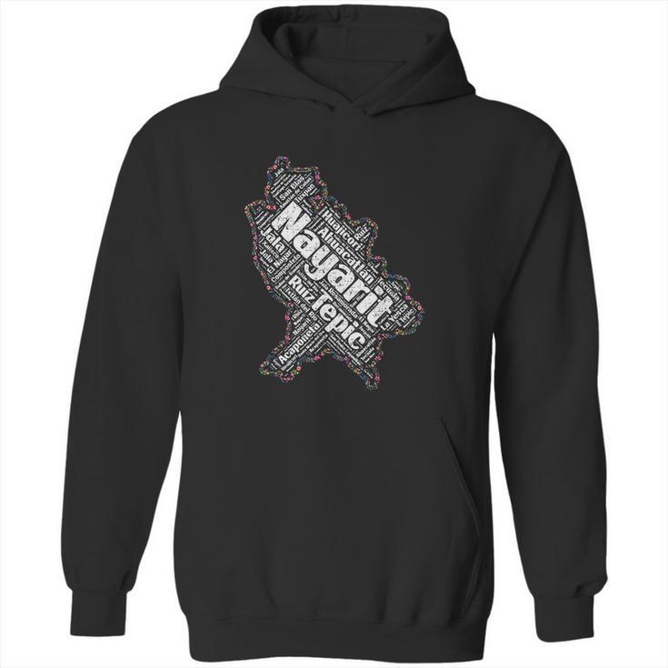 Mapa De Nayarit Mexico Y Municipios Flores Mexicanas Hoodie