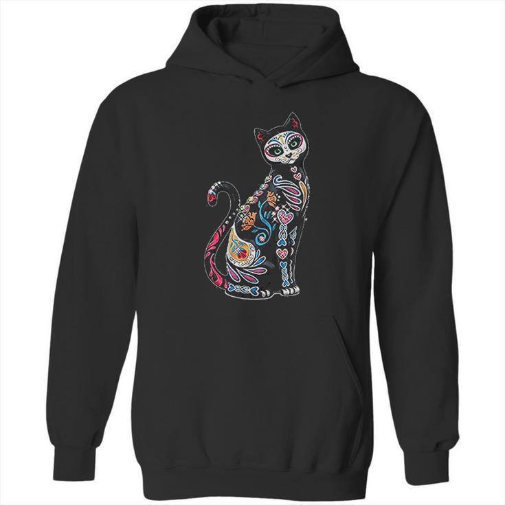 Mosaic Skull Day Of The Dead Cat Art Gift Hoodie