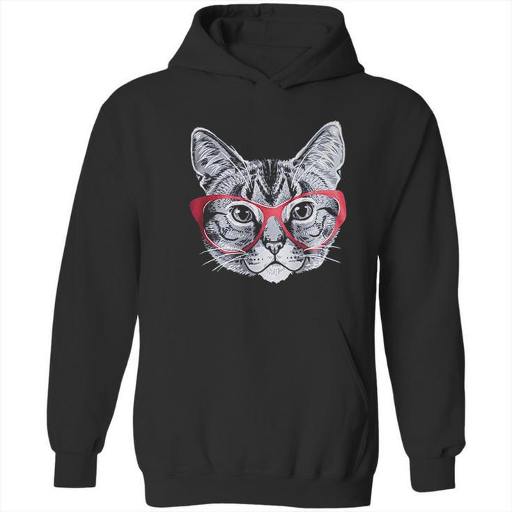 Red Linda Glasses Cat Funny Belcher Kitty Cute Humor Fun Hoodie