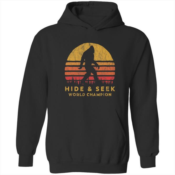 Retro Hide And Seek World Champ Bigfoot Sun Believe Hoodie