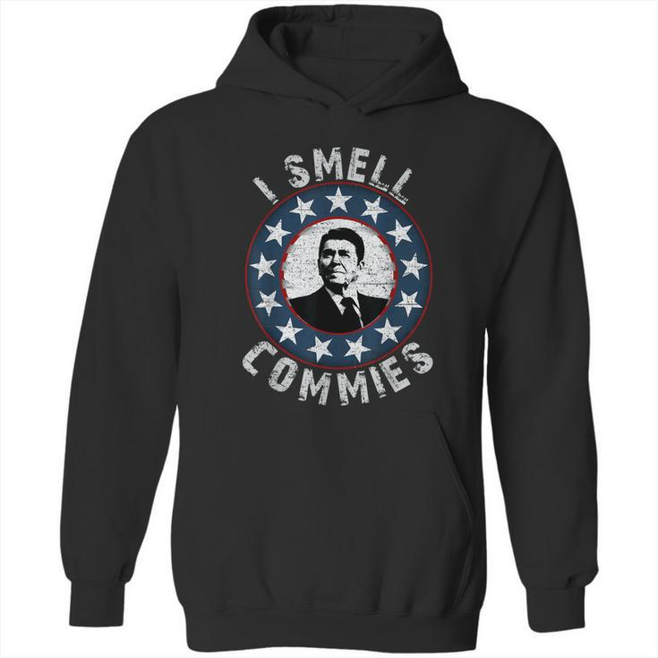 Ronald Reagan I Smell Commies Retro Vintage Political Humor Hoodie