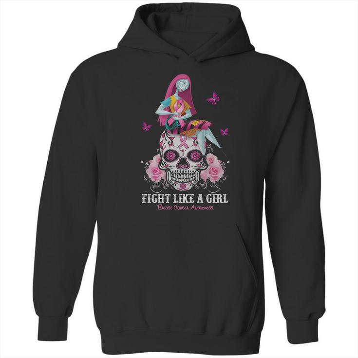 Sally Fight Like A Girl Breast Cancer Awareness Sugar Skull Shirt Hoodie