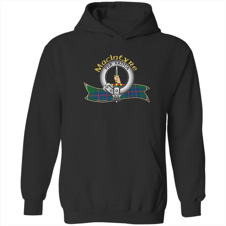 Scottish Macintyre Clan Tartan The Crest A Dexter Hand Hold Hoodie