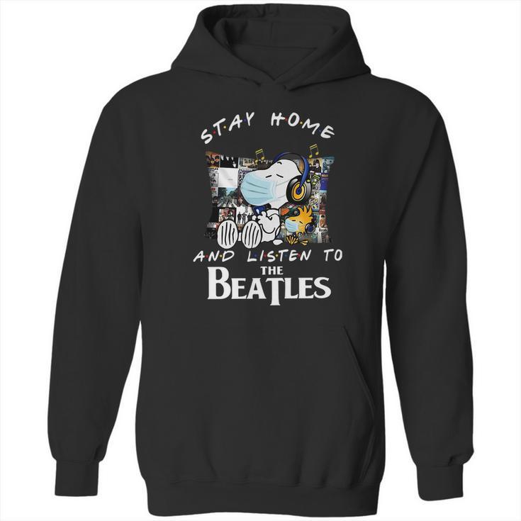 Snoopy And Woodstock Stay Home And Listen To The Beatles Shirt Hoodie