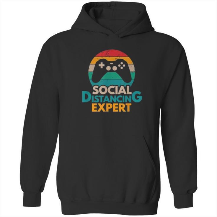 Social Distancing Expert Gaming Vintage Video Gamer Gift Hoodie