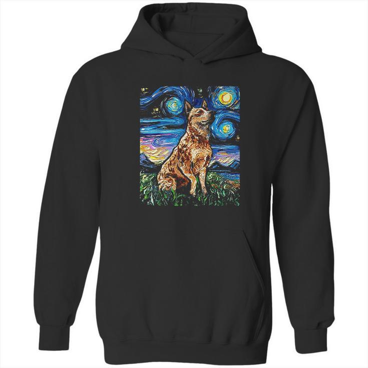 Starry Night Cattle Dog Colorful Hoodie